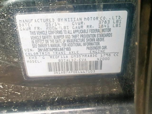 3N1AB7AP0EL667103 - 2014 NISSAN SENTRA S BLACK photo 10