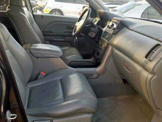 2HKYF18555H572523 - 2005 HONDA PILOT EXL GRAY photo 5