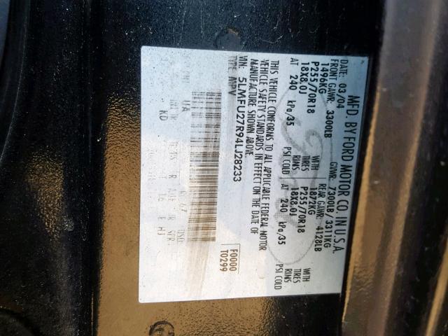 5LMFU27R94LJ28233 - 2004 LINCOLN NAVIGATOR შავი ფოტო 10