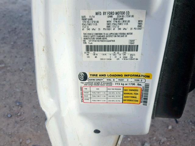 1FTFW1EF8EKG24765 - 2014 FORD F150 SUPER Blanco foto 10