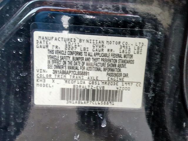 3N1AB6AP7CL658891 - 2012 NISSAN SENTRA 2.0 BLACK photo 10