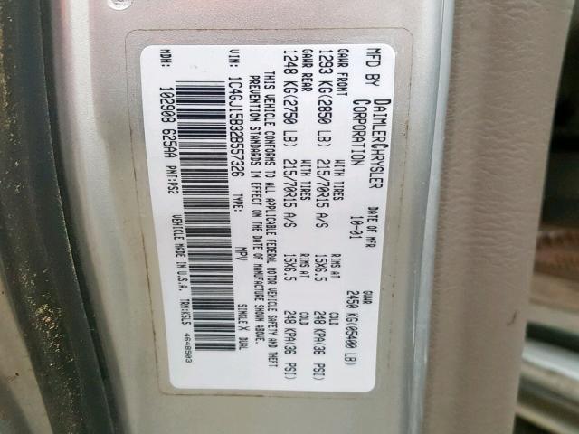 1C4GJ15B32B557326 - 2002 CHRYSLER VOYAGER EC ვერცხლისფერი ფოტო 10