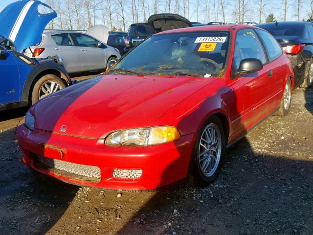 2HGEH2354RH510735 - 1994 HONDA CIVIC CX RED photo 2