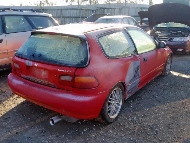 2HGEH2354RH510735 - 1994 HONDA CIVIC CX RED photo 4