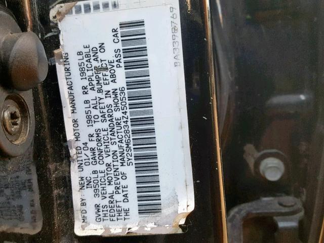 5Y2SM62834Z450536 - 2004 PONTIAC VIBE BLACK photo 10