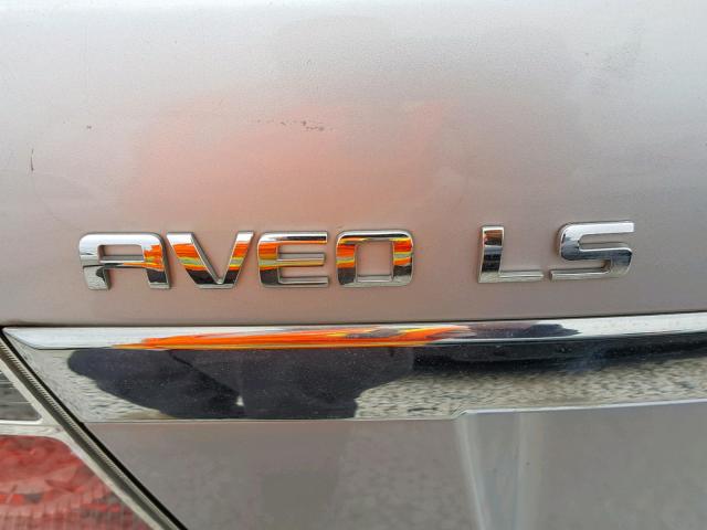 KL1TD56648B068142 - 2008 CHEVROLET AVEO BASE ვერცხლისფერი ფოტო 9