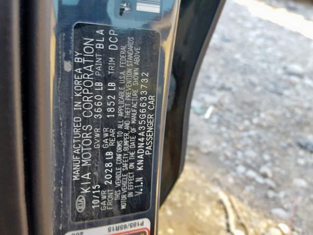 KNADN4A35G6633732 - 2016 KIA RIO EX BLUE photo 10