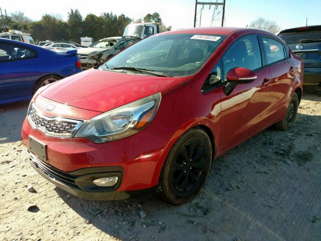 KNADN4A35E6353502 - 2014 KIA RIO EX RED photo 2