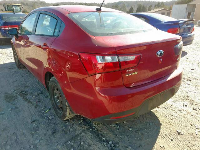 KNADN4A35E6353502 - 2014 KIA RIO EX RED photo 3