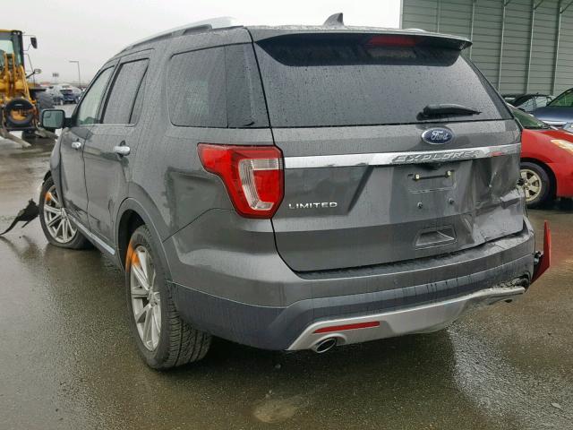 1FM5K7F82GGC13910 - 2016 FORD EXPLORER L GRAY photo 3