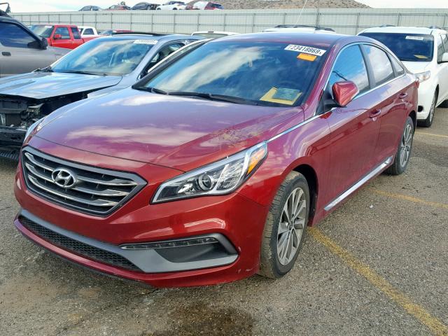 5NPE34AF8GH414082 - 2016 HYUNDAI SONATA SPO MAROON photo 2