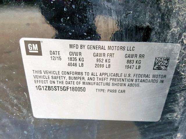 1G1ZB5ST5GF180050 - 2016 CHEVROLET MALIBU LS BLACK photo 10