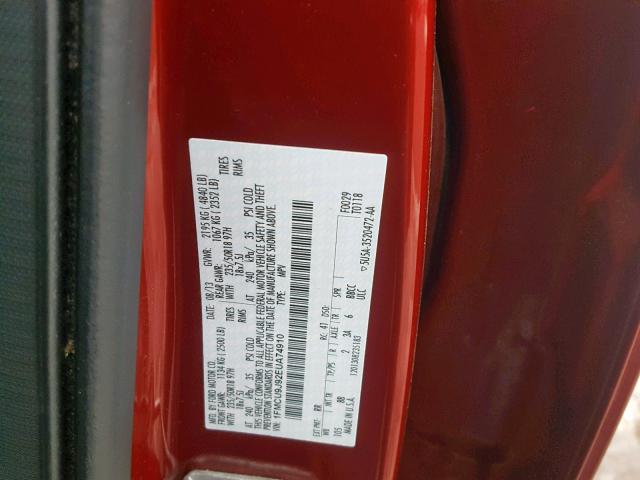 1FMCU9J92EUA74910 - 2014 FORD ESCAPE TIT RED photo 10