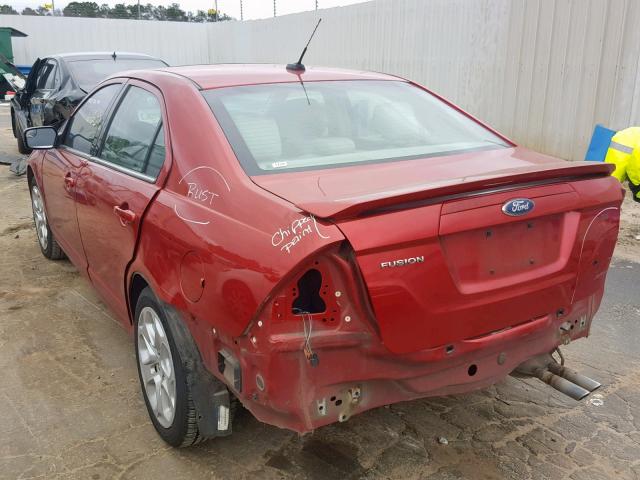 3FAHP0HA5BR187918 - 2011 FORD FUSION SE RED photo 3