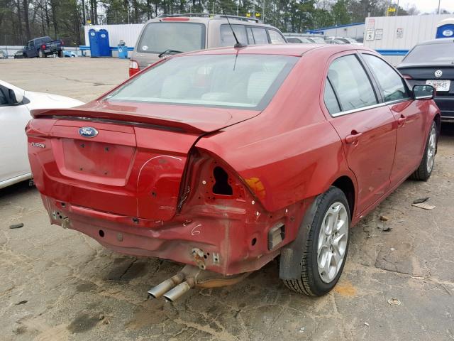 3FAHP0HA5BR187918 - 2011 FORD FUSION SE RED photo 4