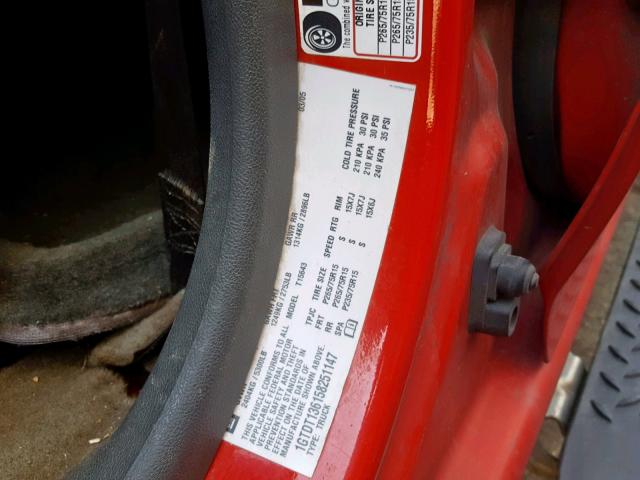 1GTDT136158251147 - 2005 GMC CANYON RED photo 10