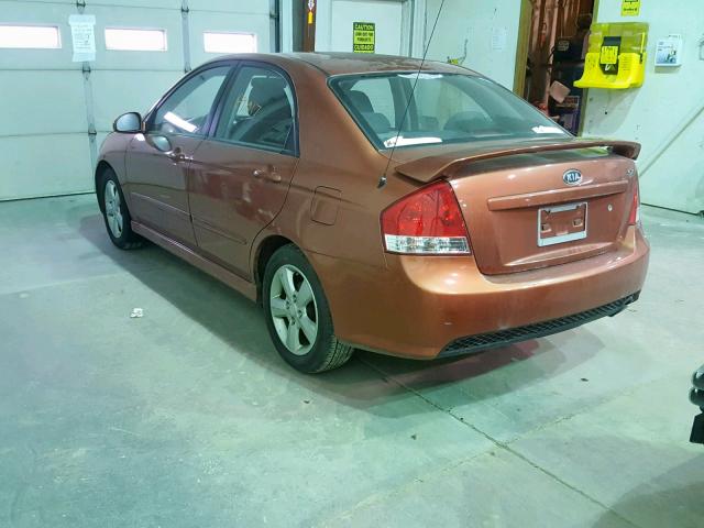 KNAFE121X85012868 - 2008 KIA SPECTRA EX ORANGE photo 3