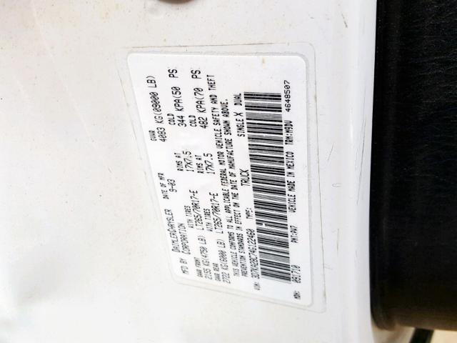 3D7KA28C74G122460 - 2004 DODGE RAM 2500 S WHITE photo 10