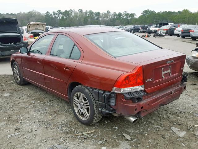 YV1RS592782694912 - 2008 VOLVO S60 2.5T MAROON photo 3