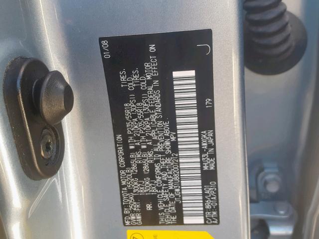 JTJGW31U882007212 - 2008 LEXUS RX 400H 蓝色 照片 10