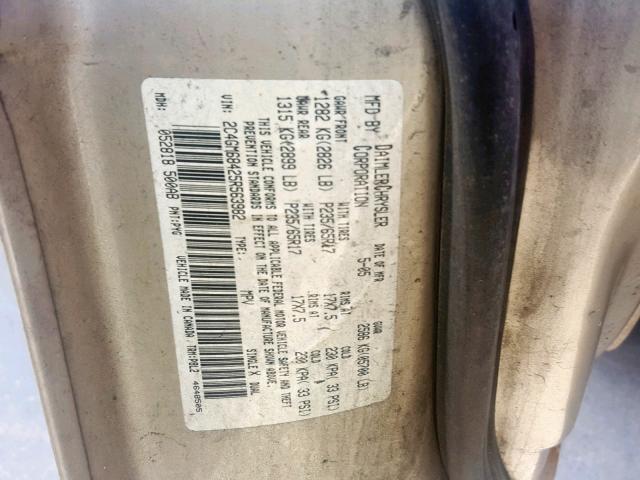 2C4GM68425R563982 - 2005 CHRYSLER PACIFICA T GOLD photo 10