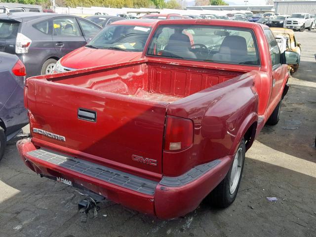 1GTCS14H838132376 - 2003 GMC SONOMA BURGUNDY photo 4