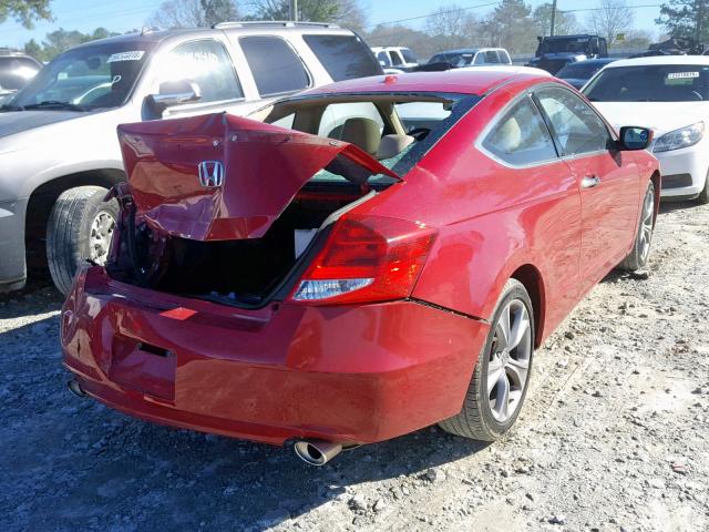 1HGCS2A85CA007095 - 2012 HONDA ACCORD EXL RED photo 4