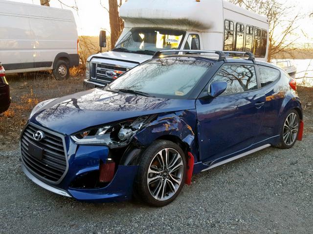 KMHTC6AE2HU308899 - 2017 HYUNDAI VELOSTER T BLUE photo 2