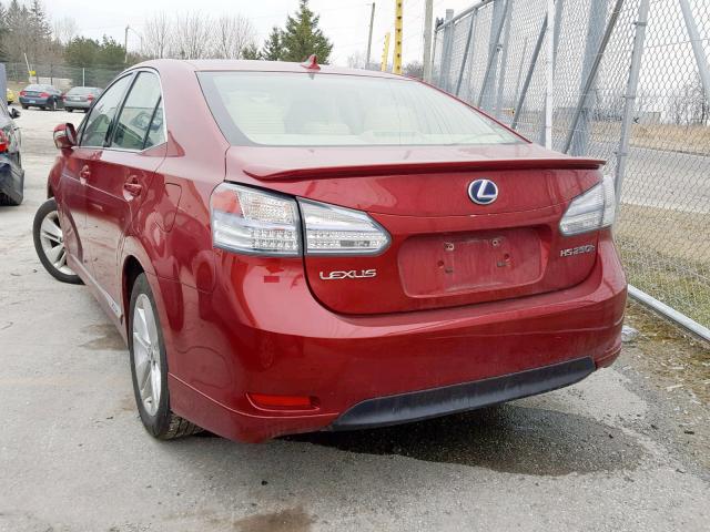 JTHBB1BA4A2011456 - 2010 LEXUS HS 250H RED photo 3