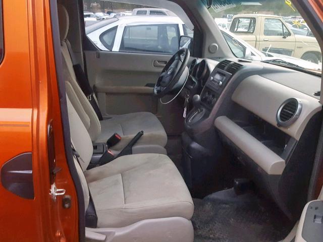 5J6YH1H72BL003657 - 2011 HONDA ELEMENT EX ORANGE photo 5