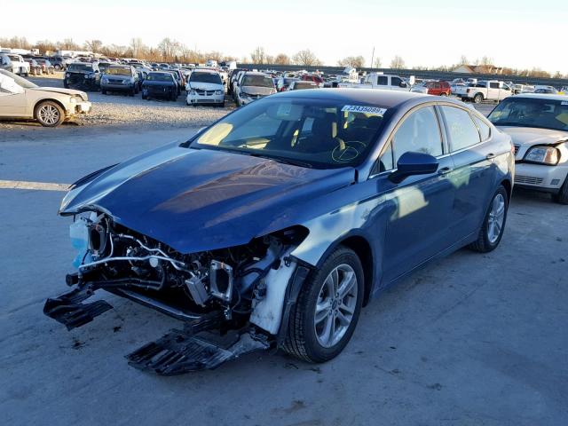 3FA6P0HD1JR258905 - 2018 FORD FUSION SE BLUE photo 2