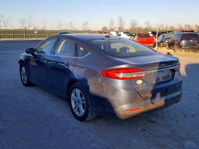 3FA6P0HD1JR258905 - 2018 FORD FUSION SE BLUE photo 3