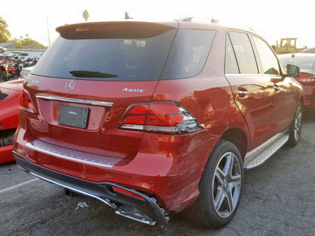 4JGDA5GB9GA666485 - 2016 MERCEDES-BENZ GLE 400 4M RED photo 4