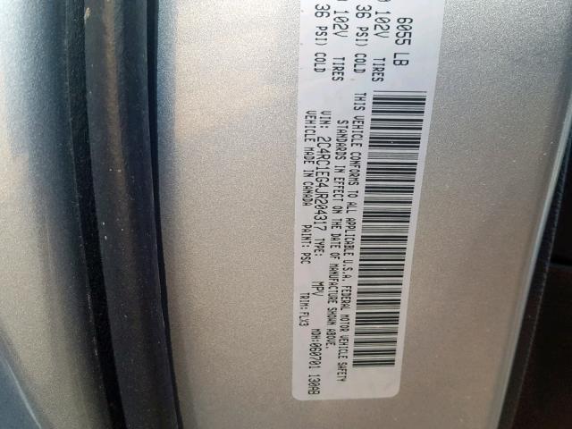 2C4RC1EG4JR204317 - 2018 CHRYSLER PACIFICA T SILVER photo 10