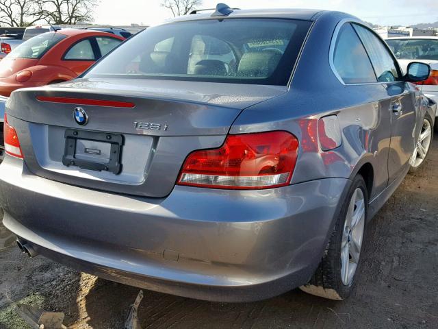 WBAUP9C54CVL91747 - 2012 BMW 128 I GRAY photo 4