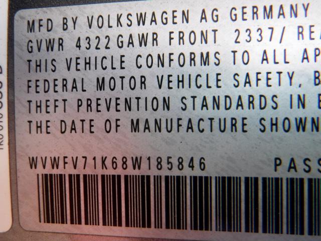 WVWFV71K68W185846 - 2008 VOLKSWAGEN GTI Boz foto 10