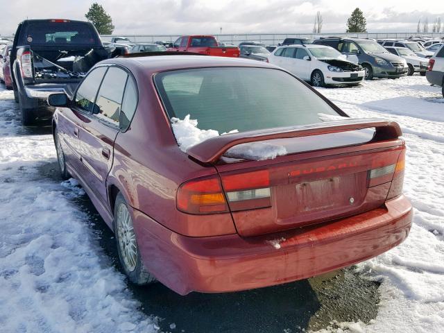 4S3BE656626200634 - 2002 SUBARU LEGACY GT RED photo 3