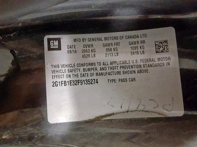 2G1FB1E32F9135274 - 2015 CHEVROLET CAMARO LS CHARCOAL photo 10