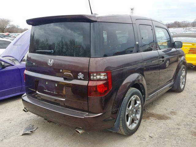 5J6YH17937L017173 - 2007 HONDA ELEMENT SC BURGUNDY photo 4