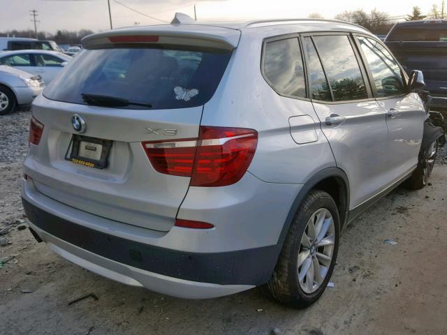 5UXWX9C56D0A23940 - 2013 BMW X3 XDRIVE2 SILVER photo 4