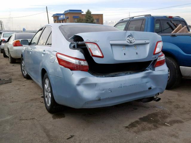 4T1BB46K28U058274 - 2008 TOYOTA CAMRY HYBR BLUE photo 3