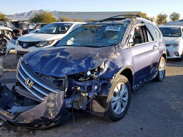 2HKRM4H75EH683912 - 2014 HONDA CR-V EXL BLUE photo 2