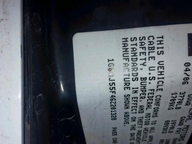 1G8AJ55F46Z201328 - 2006 SATURN ION LEVEL WHITE photo 10