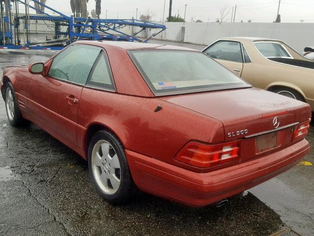 WDBFA68FXXF186574 - 1999 MERCEDES-BENZ SL 500 MAROON photo 3