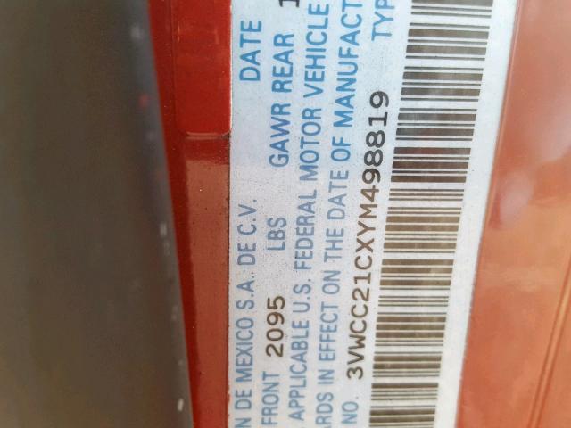 3VWCC21CXYM498819 - 2000 VOLKSWAGEN NEW BEETLE Qırmızı foto 10