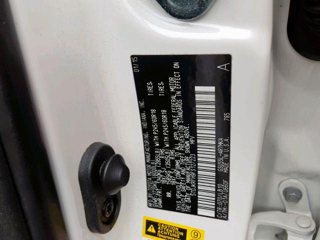 5TDJKRFH9FS127223 - 2015 TOYOTA HIGHLANDER Ağ foto 10