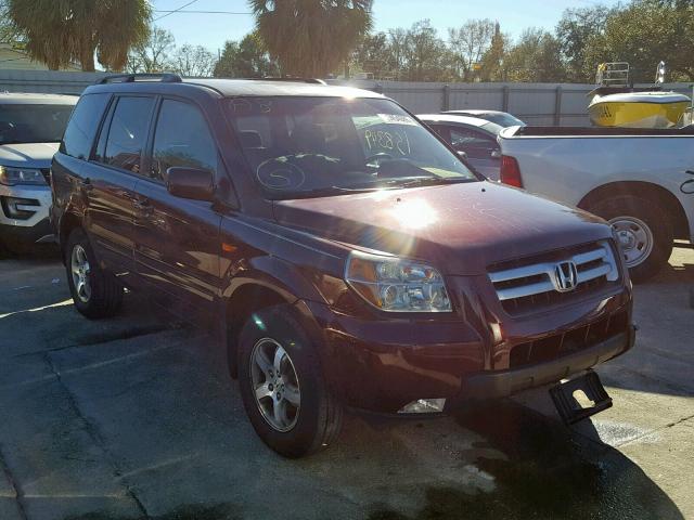 5FNYF18497B001187 - 2007 HONDA PILOT EX BURGUNDY photo 1