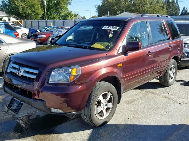 5FNYF18497B001187 - 2007 HONDA PILOT EX BURGUNDY photo 2