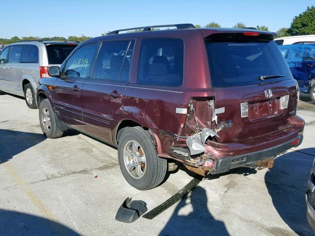 5FNYF18497B001187 - 2007 HONDA PILOT EX BURGUNDY photo 3