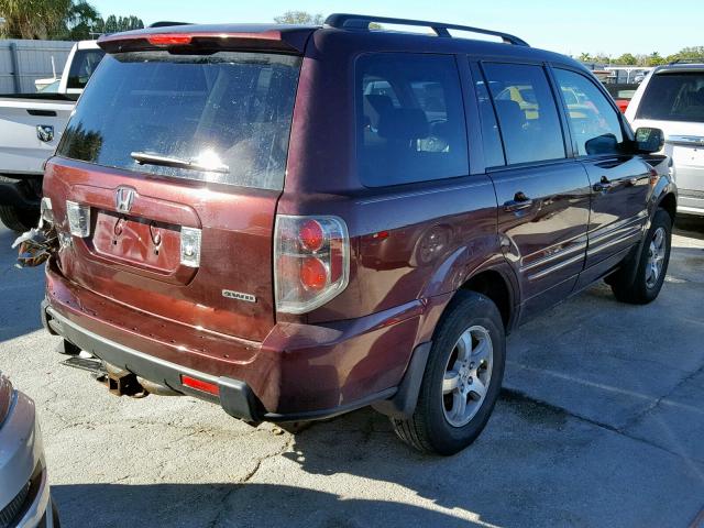 5FNYF18497B001187 - 2007 HONDA PILOT EX BURGUNDY photo 4